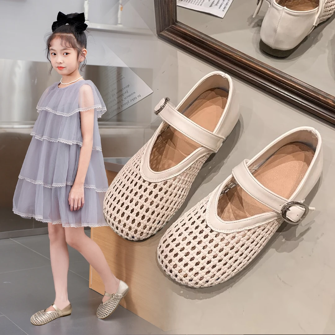 女童凉鞋2025夏季新款儿童包头公主镂空大童女孩软底学生洞洞沙滩