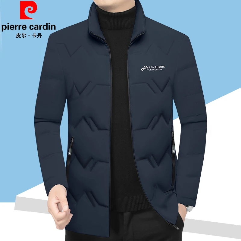 皮尔卡丹男士冬季立领轻薄款羽绒服保暖男装外套上衣鸭绒防寒服潮