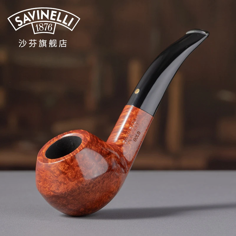 沙芬一点金棕色石楠木烟斗673斗型意大利传统手工进口烟斗3mm烟道
