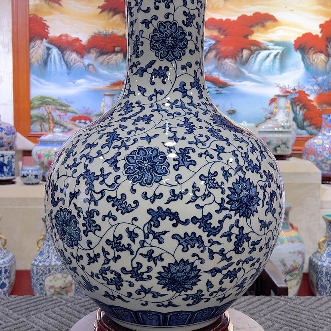 确保全手工手绘青花天球一个