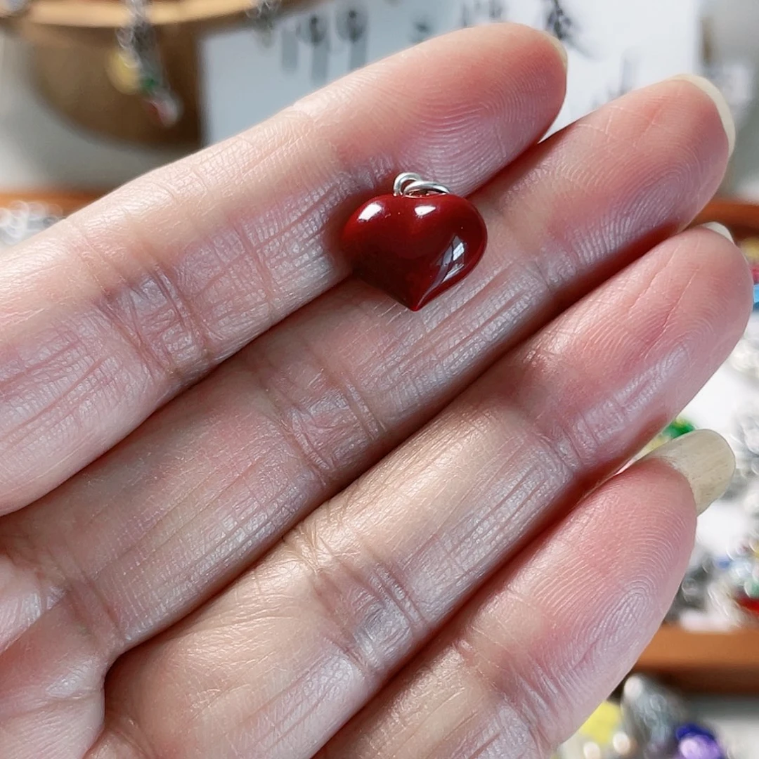 珐琅吊坠足银红色爱❤️