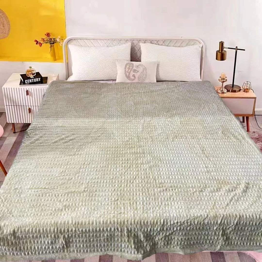 200*230CM 黄色纯色菠萝格 单层午睡毯多功能卧室加厚绒毛毯