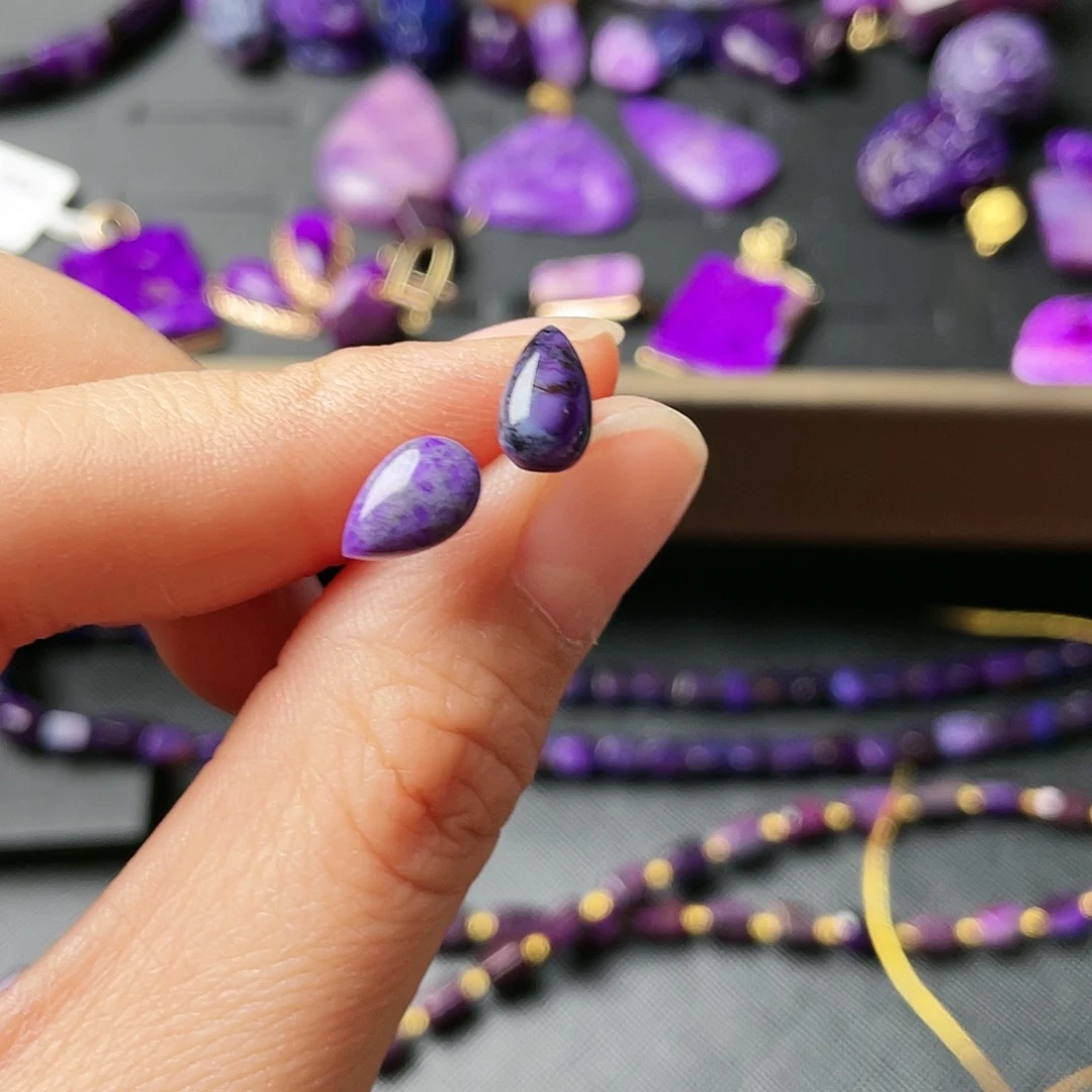 苏纪石（舒俱来）耳钉银S925镶嵌