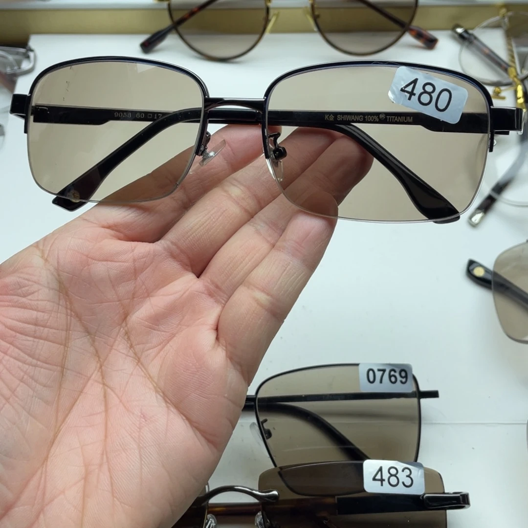 青****茶水晶半框眼镜 480