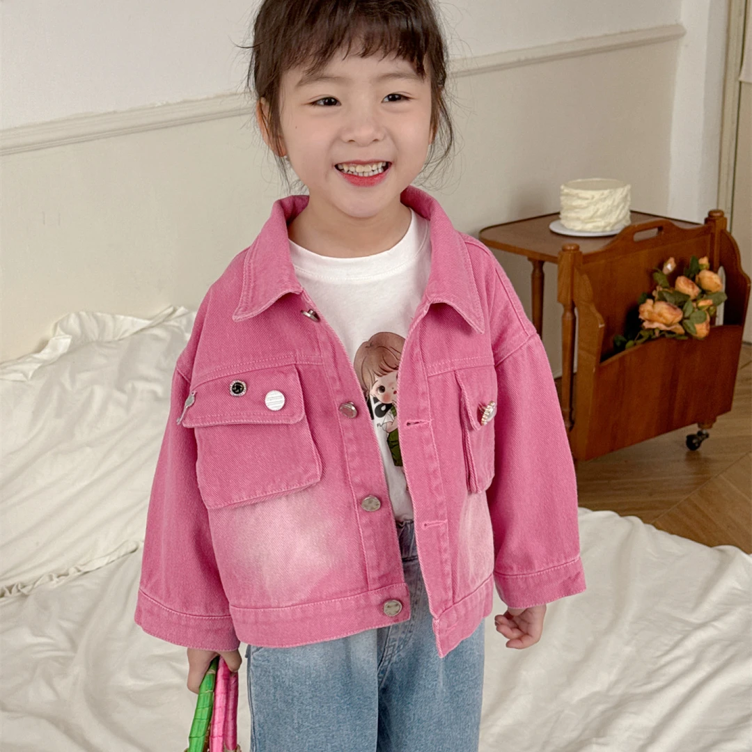女童渐变色牛仔粉色外套 H-19303儿童春秋百搭时尚休闲洋气