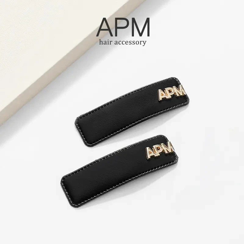APM/轻奢皮质发夹简约高级感侧边刘海夹前额碎发夹时尚高档发饰