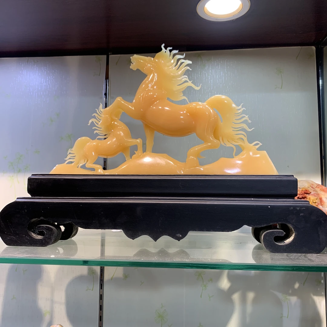 金冻料家居装饰马摆件书房办公室商务礼品乔迁雕刻工艺新中式时尚