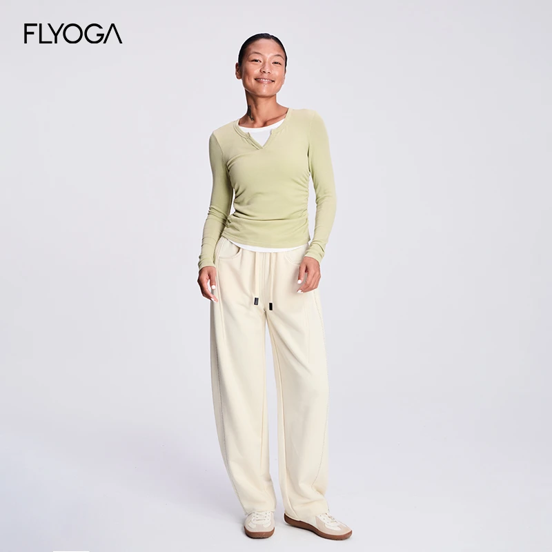 FLYOGA飞蓝 瑜伽 长袖T恤 V领修身显瘦百搭打底上衣53526