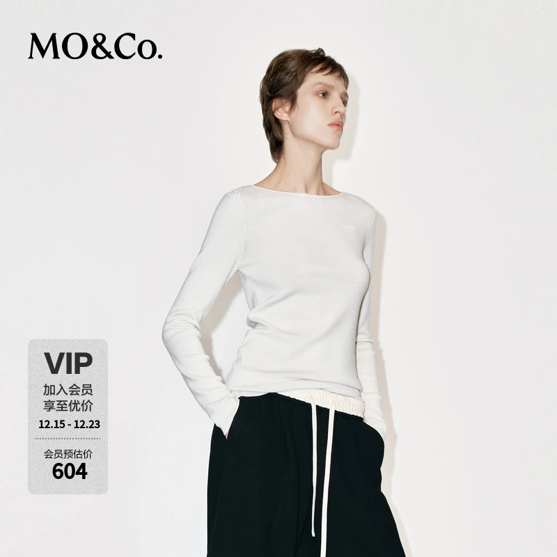 MOCO针织衫2025冬新品吸光发热解构船领修身简法刺绣MBE4SWTT05