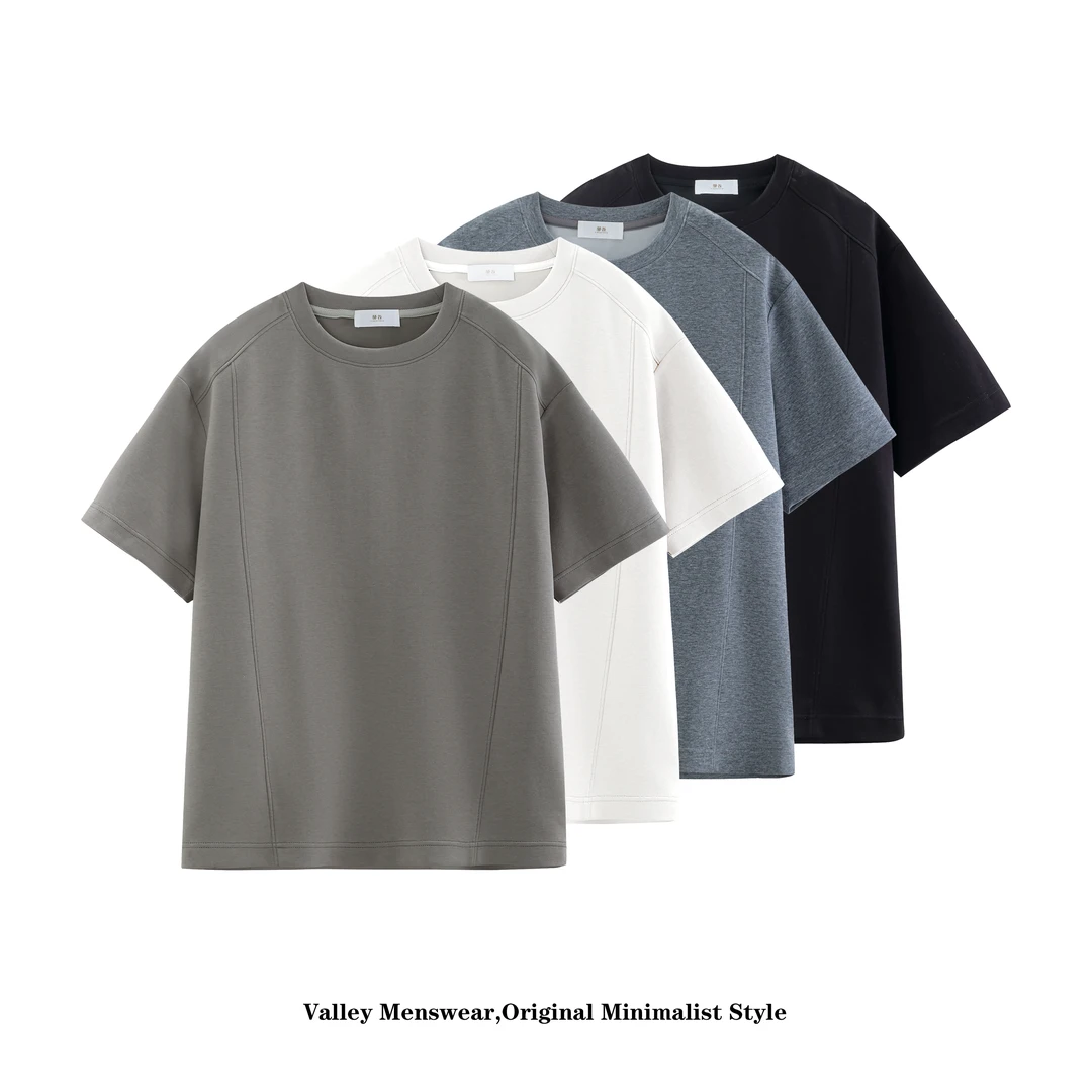 【山谷T608】夏季微落肩立体裁剪短袖 T恤宽松曼巴棉复古日系上衣潮