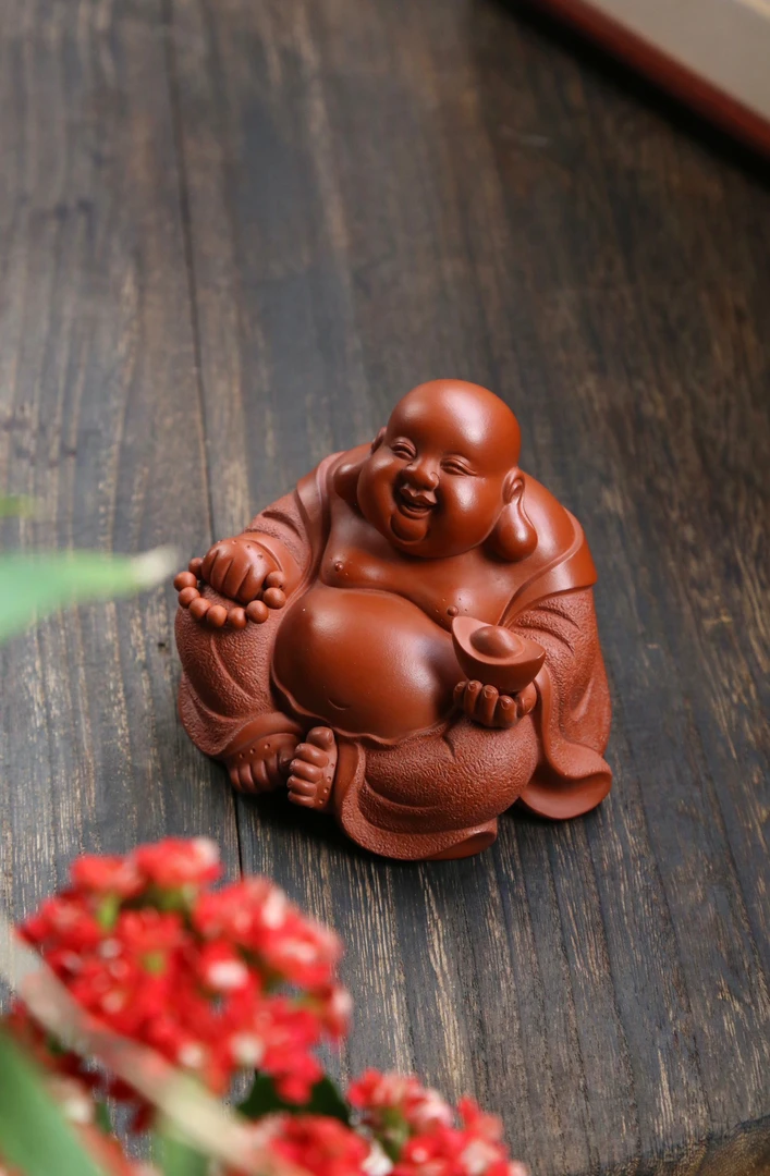 《元宝弥勒》 尺寸：14 10 11宜兴紫砂茶宠