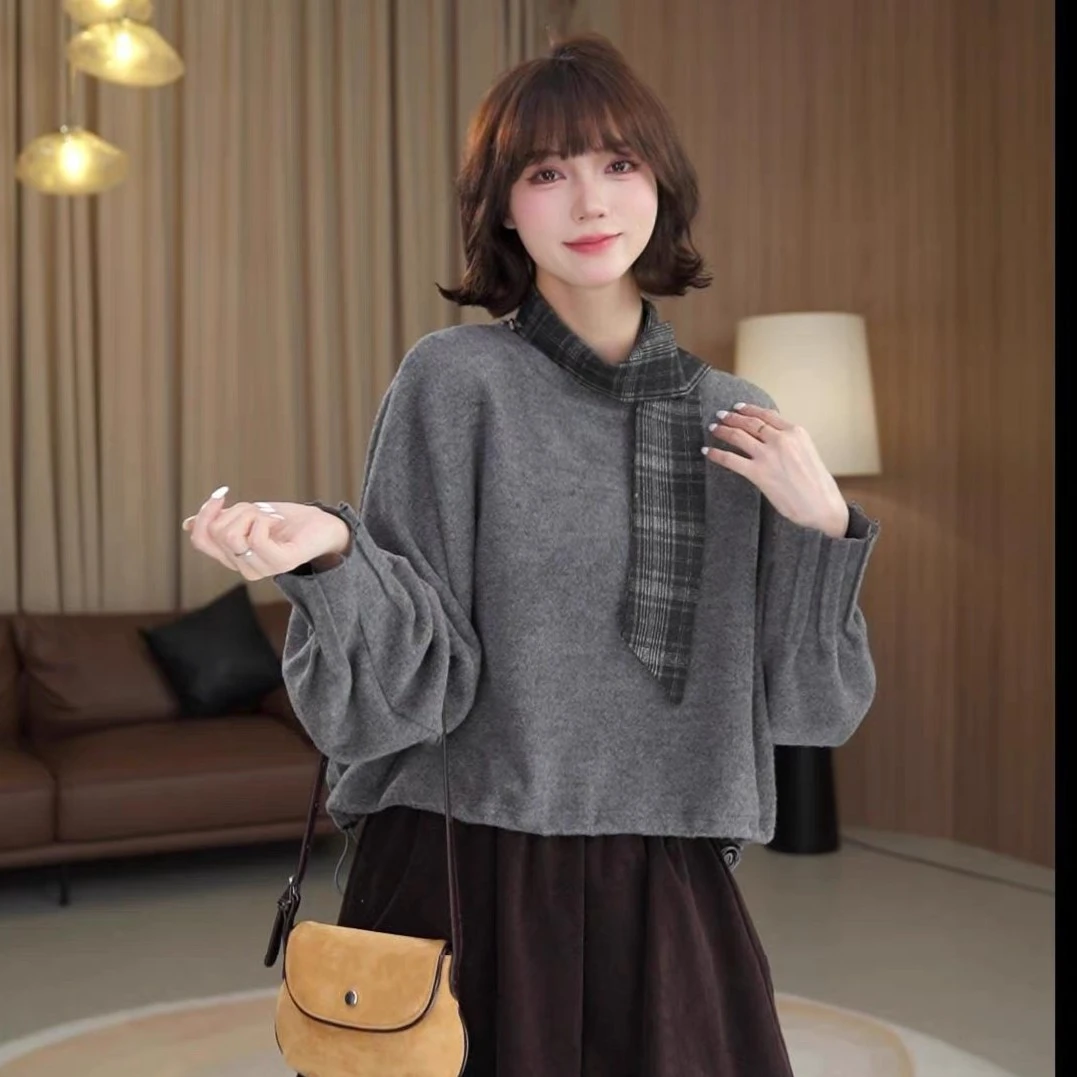 圆领卫衣打底痞帅炸街风时尚卫衣新款时尚洋气百搭新款潮牌女装