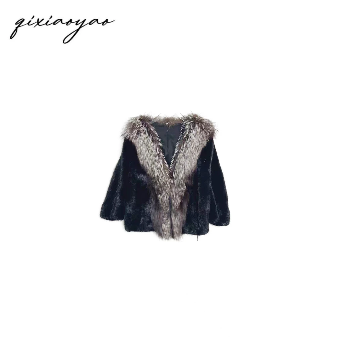 狐狸毛加水貂女式皮草#QSSJY21090