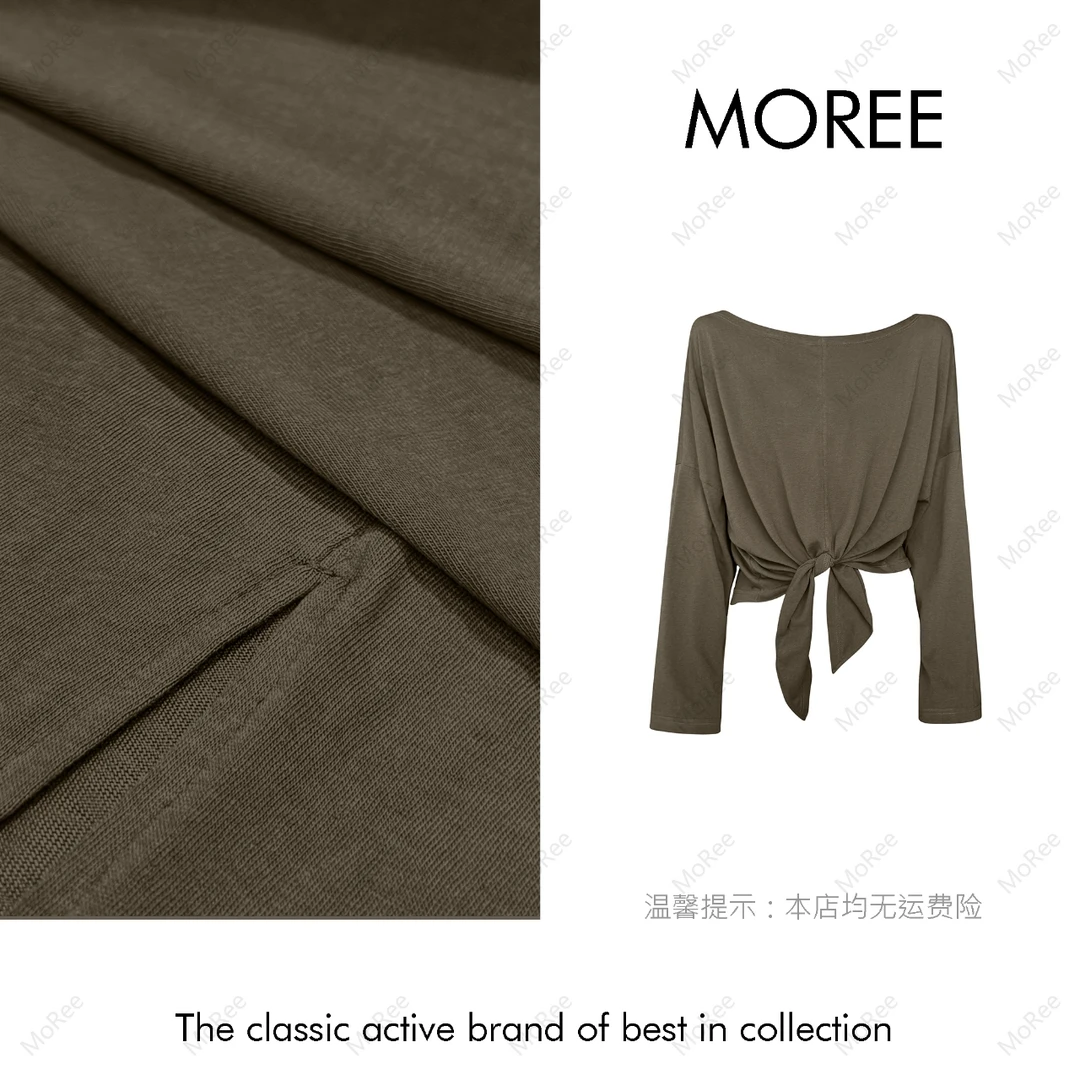 【MOREE】Modèle d’automne绑带不规则设计感长袖T恤上衣-Z6267