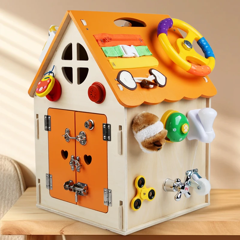 宝宝蒙氏忙碌屋多功能DIY早教益智开锁带灯玩具儿童忙碌房子玩具1