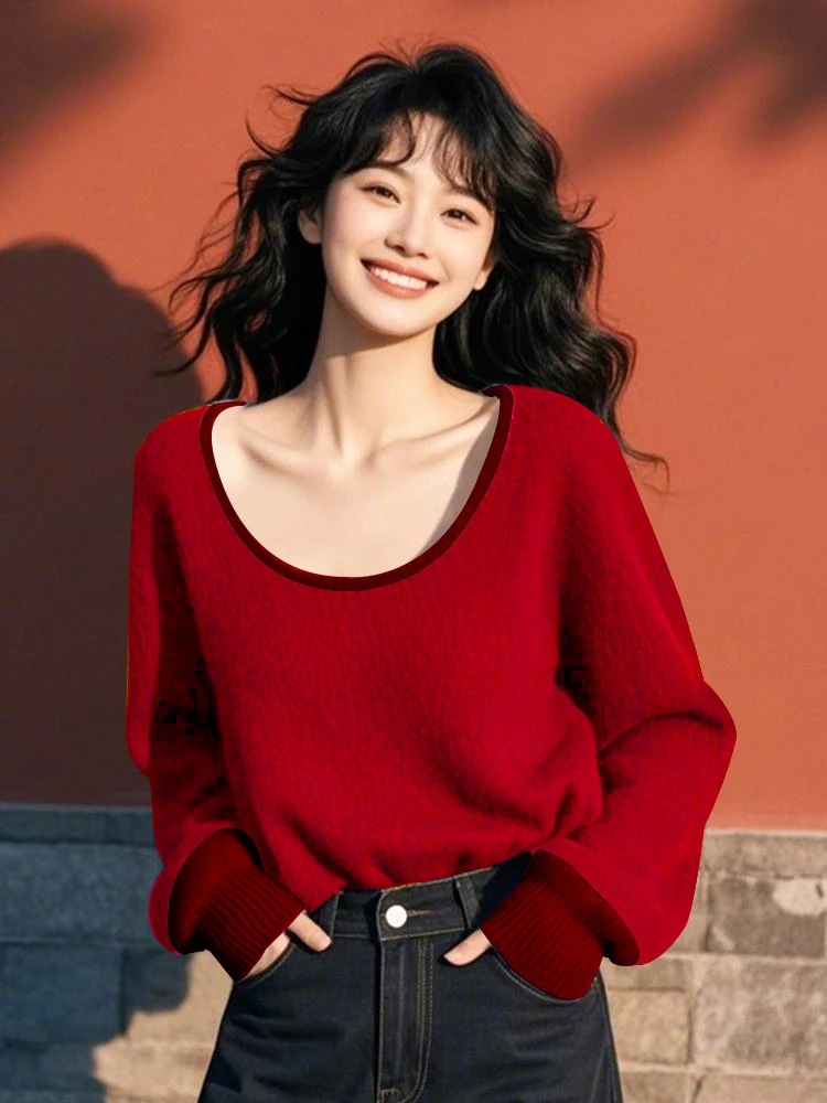 冬季气质百搭拼接打底衫内搭上衣奶fufu韩系慵懒风高级感好看毛衣