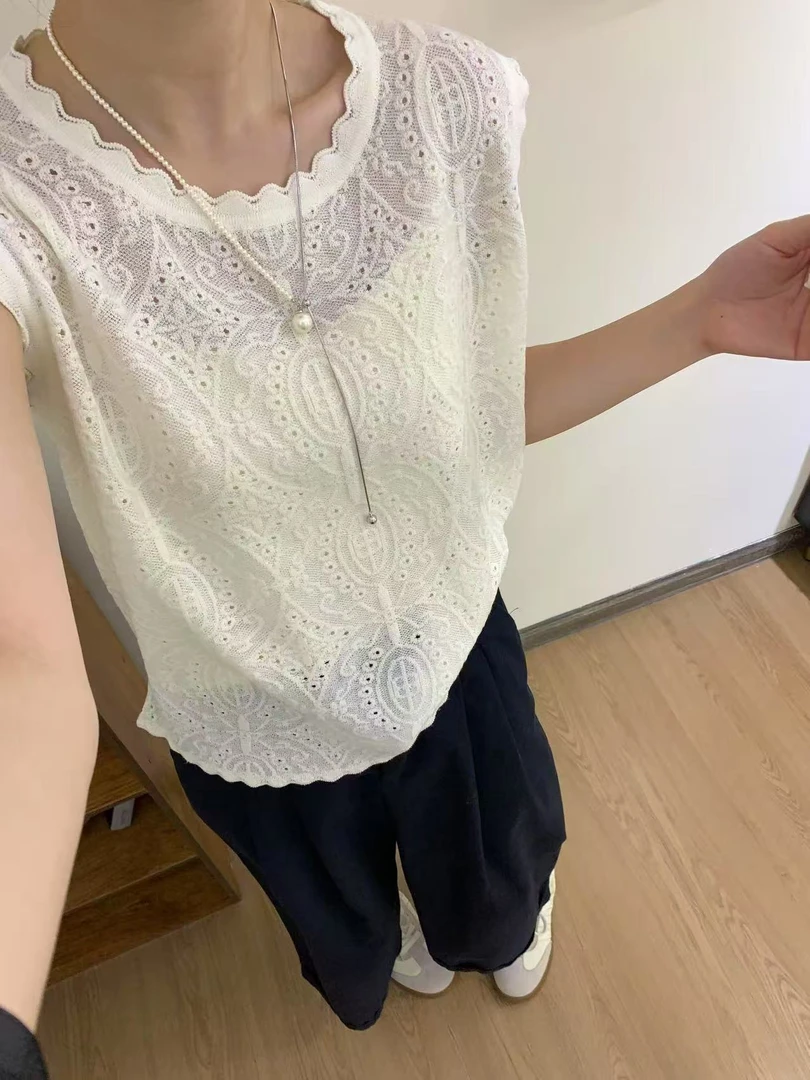 【芊荨精选】春秋季新款百搭气质提花镂空时尚针织衫S818#