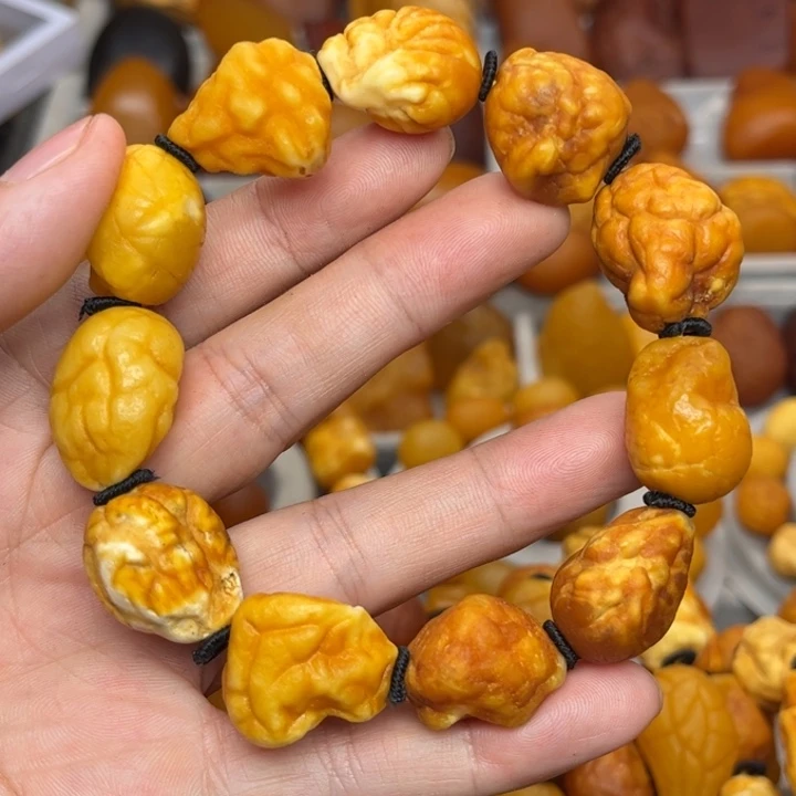 琥珀未镶嵌裸石天然蜜蜡手串