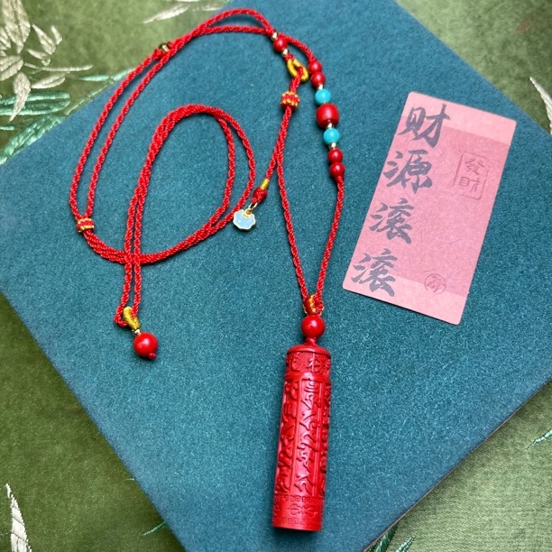 含辰砂工艺品高含量真朱砂水飞红砂六字真言转金筒吊坠401