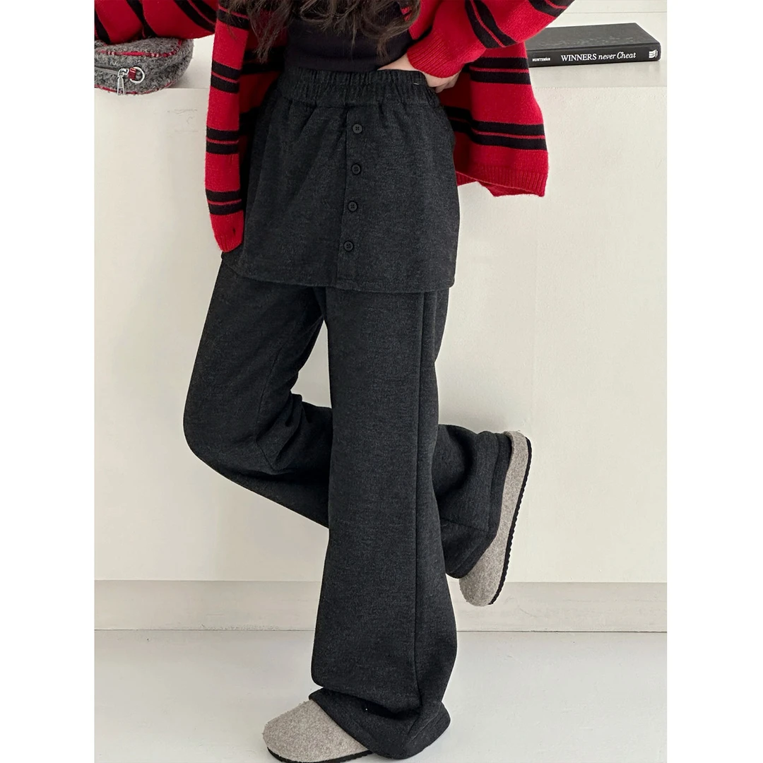 K30288孙小美慵懒女童垂感休闲裤2025新款秋冬装儿童加绒加厚裤子