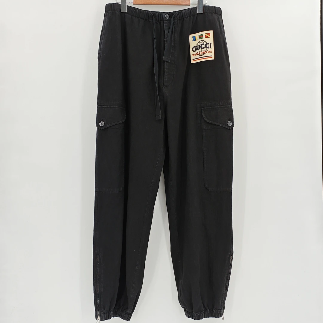 99新 GUCCI/古驰 刺绣彩旗休闲工装裤/50码/Sw24452