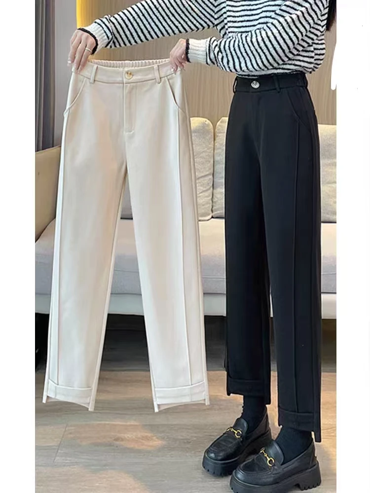 5322杏色高端裤女爆款秋小个子九分西装烟管裤子薄款显瘦