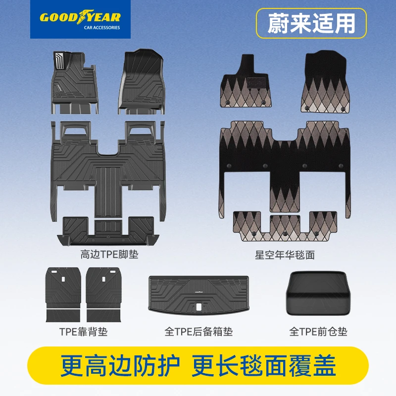 固特异TPE汽车脚垫适配于蔚来ES8ES6 EC6 ET5 ET5T专用防滑耐磨15