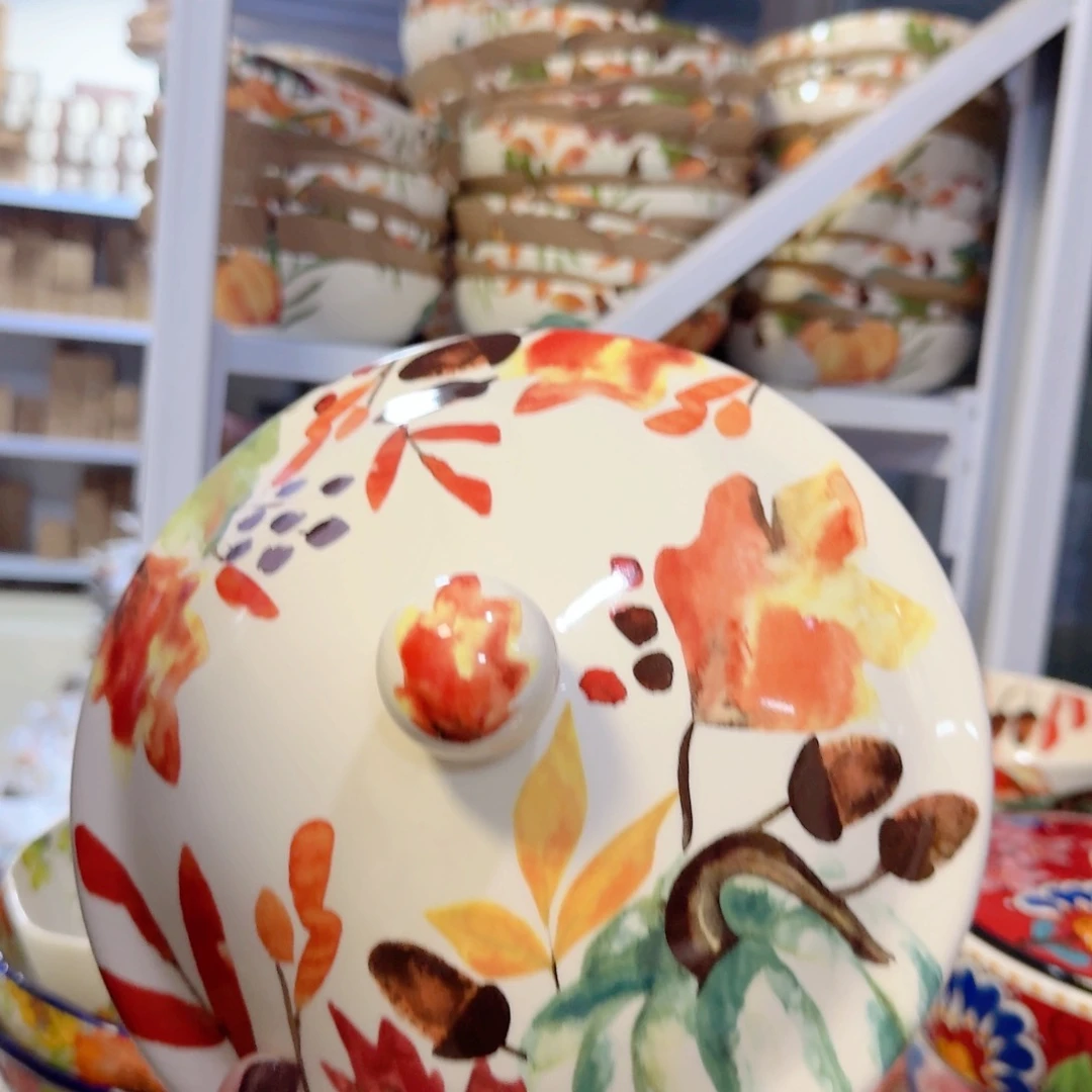 瓷水墨南瓜盖子一只