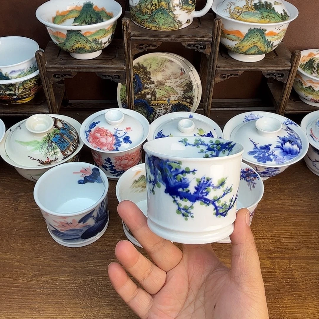 忠意堂釉下彩绿梅