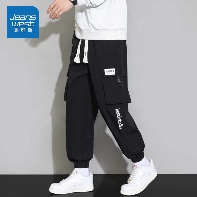 Jeanswest/真维斯男士潮牌百搭工装裤春夏季宽松束脚运动休闲裤男