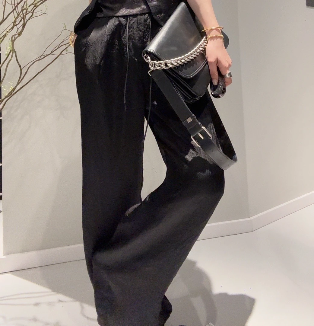 FANYE  夏季重磅醋酸高级感轻熟风显瘦阔腿裤8008