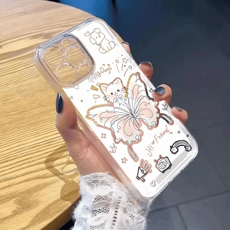 蝴蝶猫咪适用iPhone16趣味手机壳苹果15promax创意14可爱12小众13