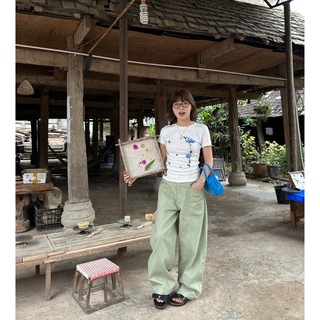 Our2【花花短袖】印花显瘦休闲圆领短袖T恤【X5280】