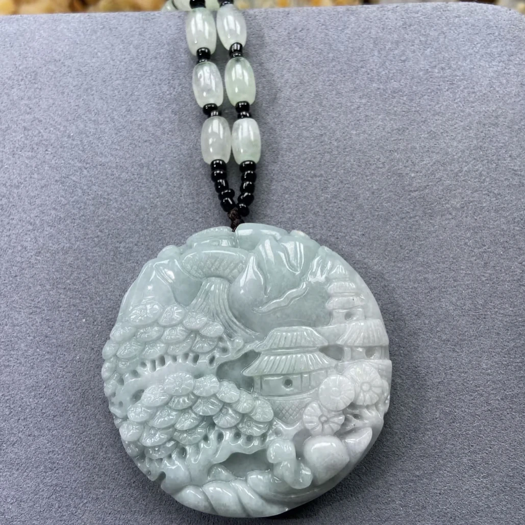 翡翠A货山水冰底高53厚13【超哥宠粉】