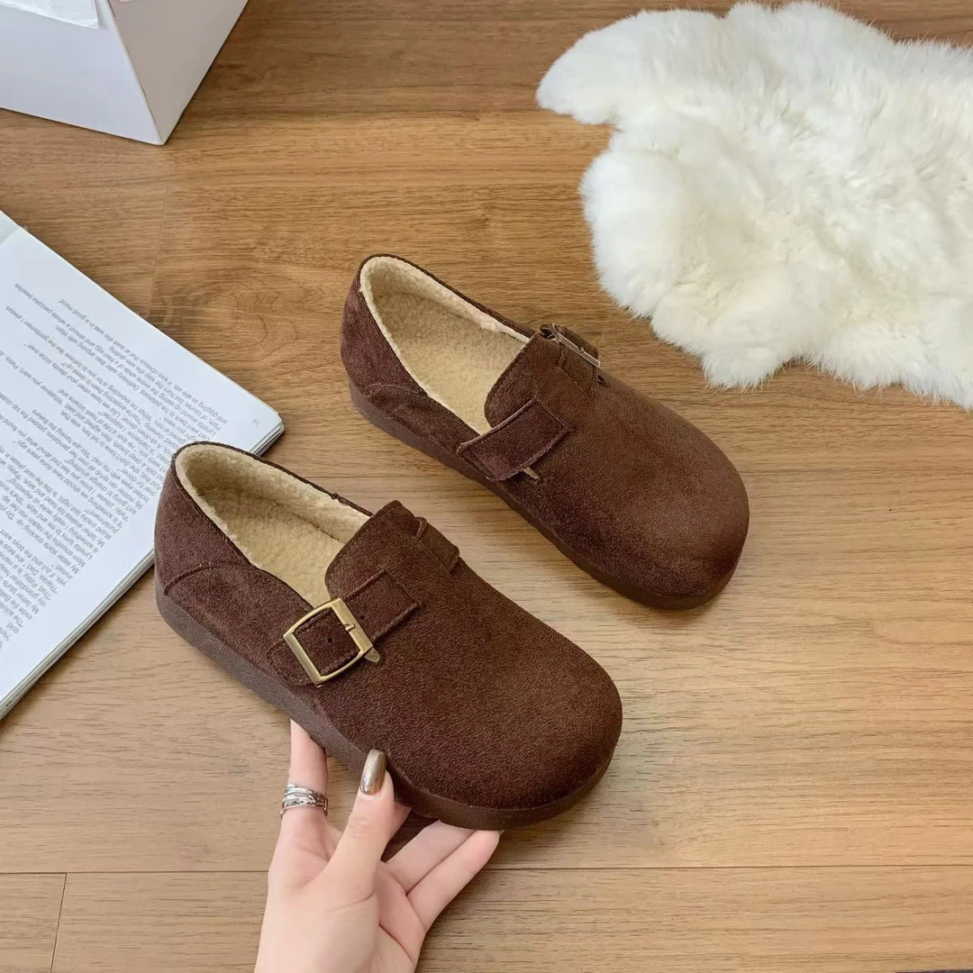 网红爆款平底加绒勃肯鞋时尚休闲鞋软底软面鞋休闲鞋