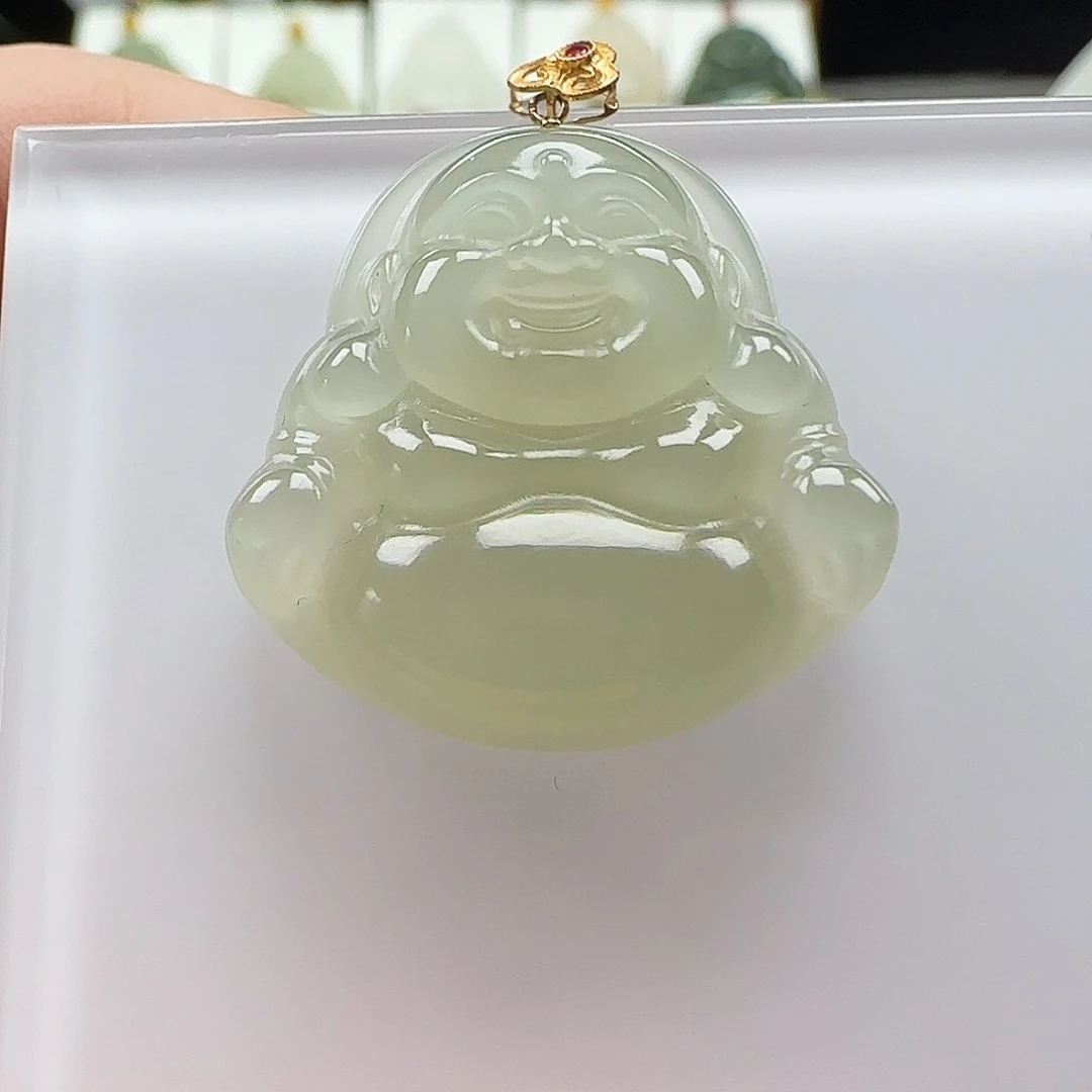 和田玉18K金镶嵌颈饰