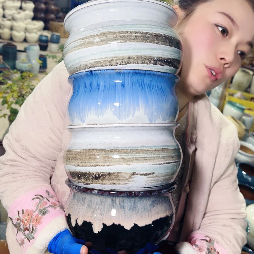 紫砂花盆高12.13口18.19 微瑕