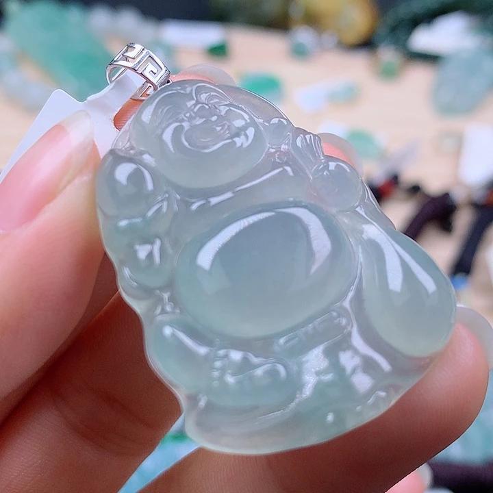 【闪购商品】翡翠颈饰18K金镶嵌郁*聪翡翠吊坠