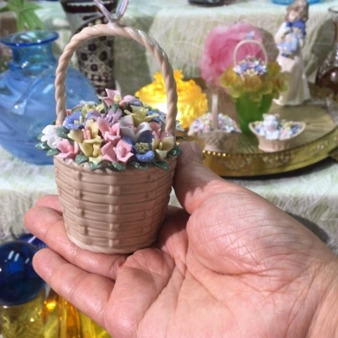 有机玻璃花篮高温瓷釉下彩