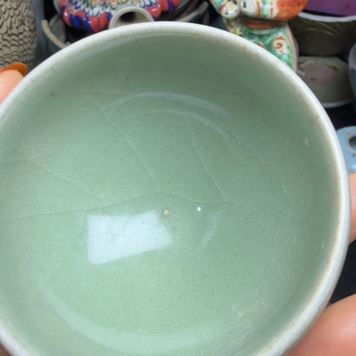 醉***明东沟窑豆青釉泡泡盏