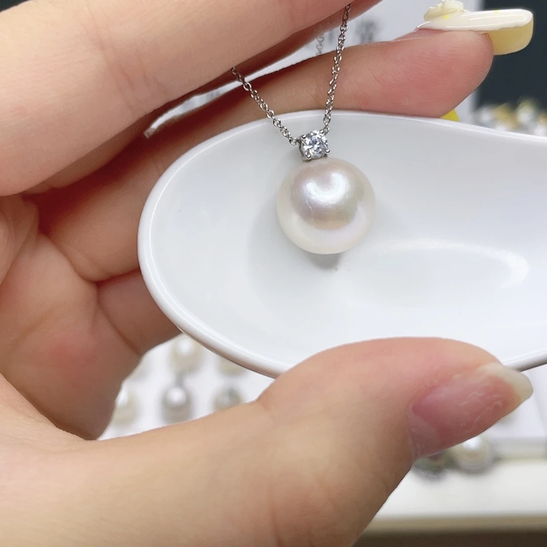 淡水珍珠银S925镶嵌吊坠(不含链)