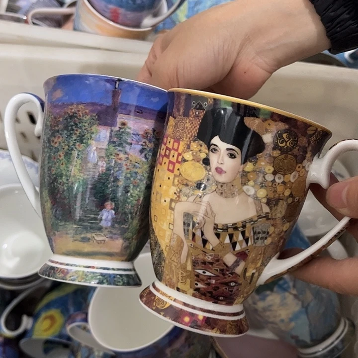 瓷片微瑕骨瓷马克杯两只装莫奈艾薇