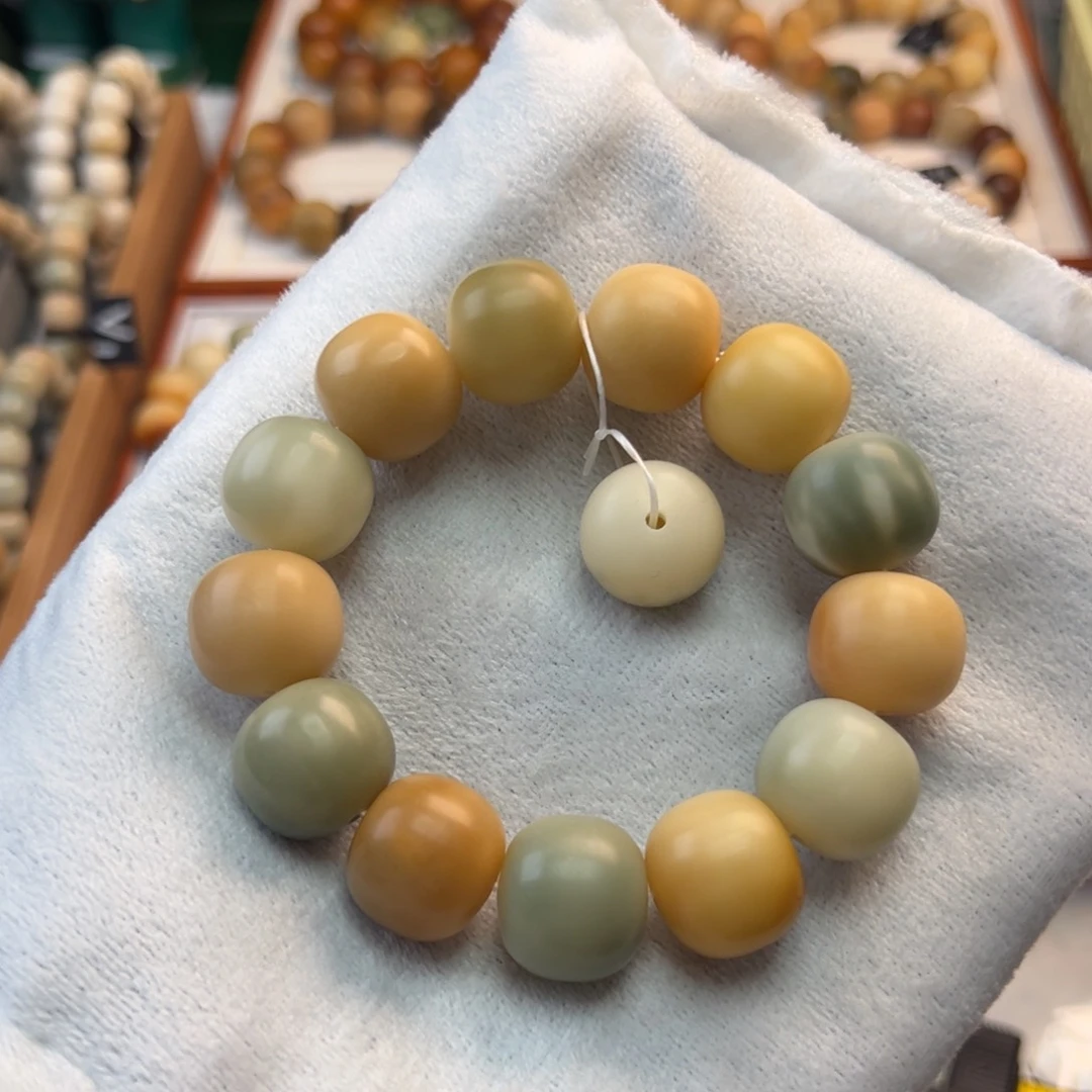 菩提根/象牙果手串卡19桶珠干磨全品