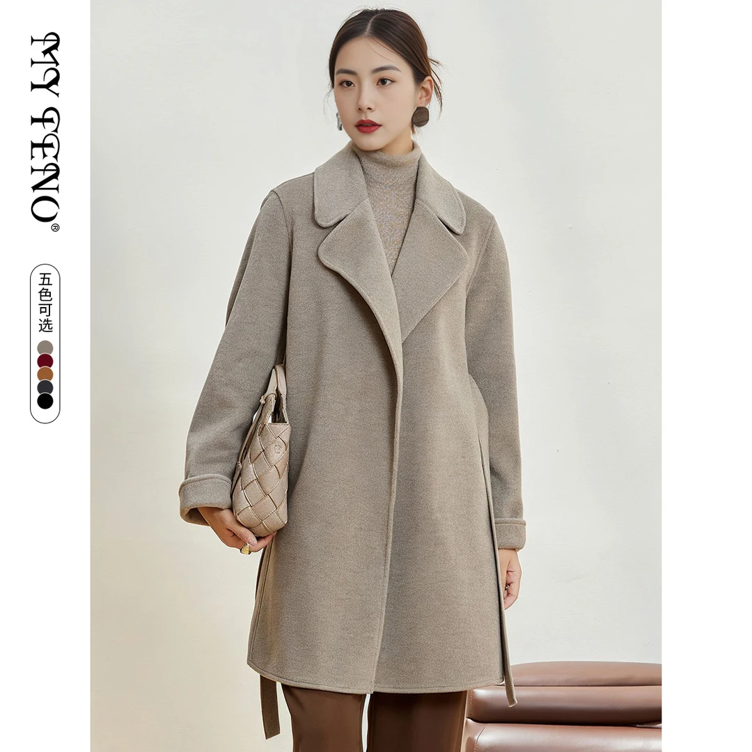 【丽公主专属】马天奴双面毛呢气质时尚女宽松中长款大衣VDAI36DNH0