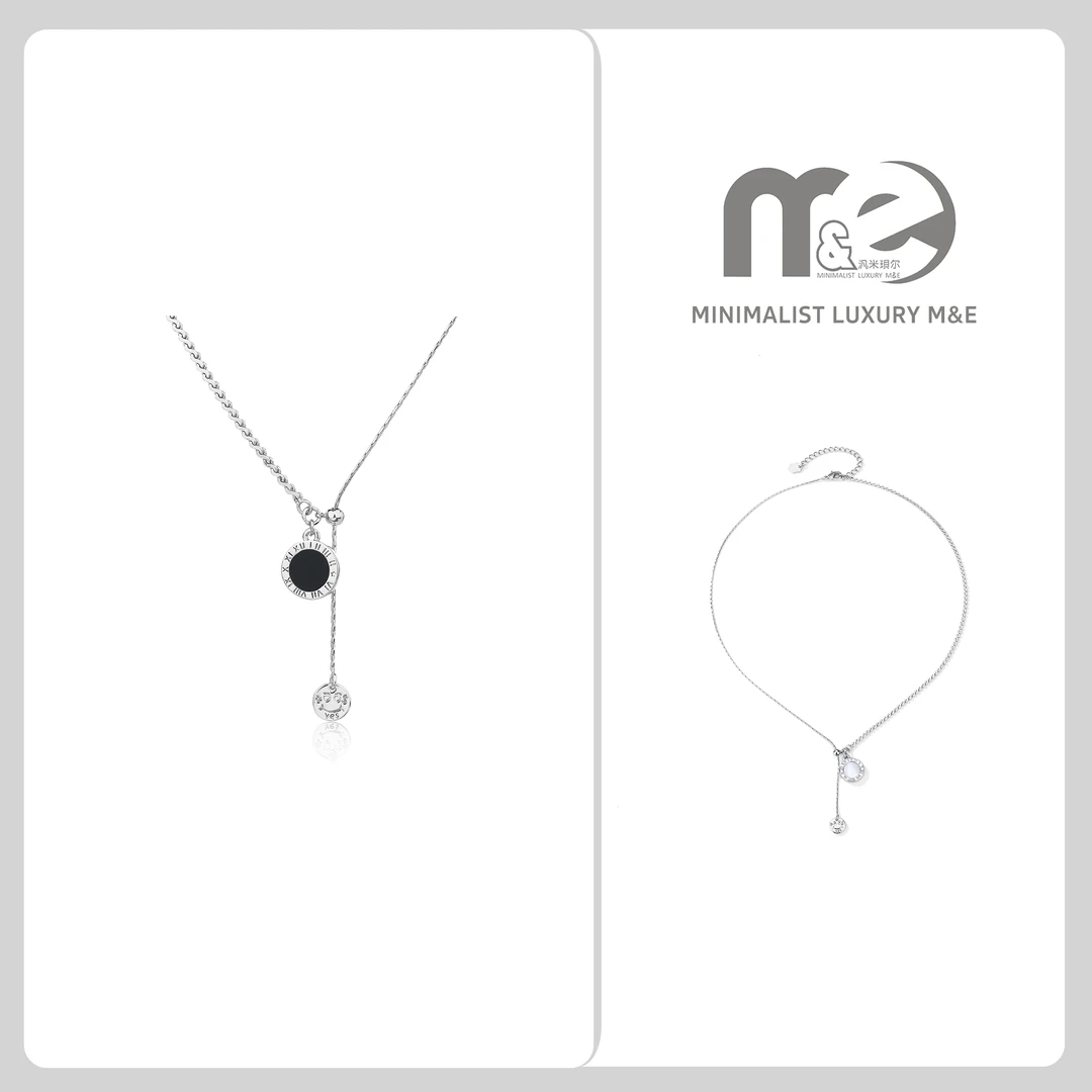 铜合金项链 M&E 定制黑白项链时尚百搭简约个性
