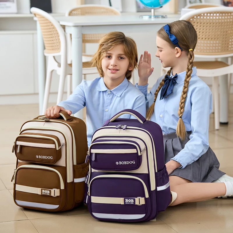 巴布豆小学生书包男女生一二三五年级护脊减负英伦风大容量双肩包