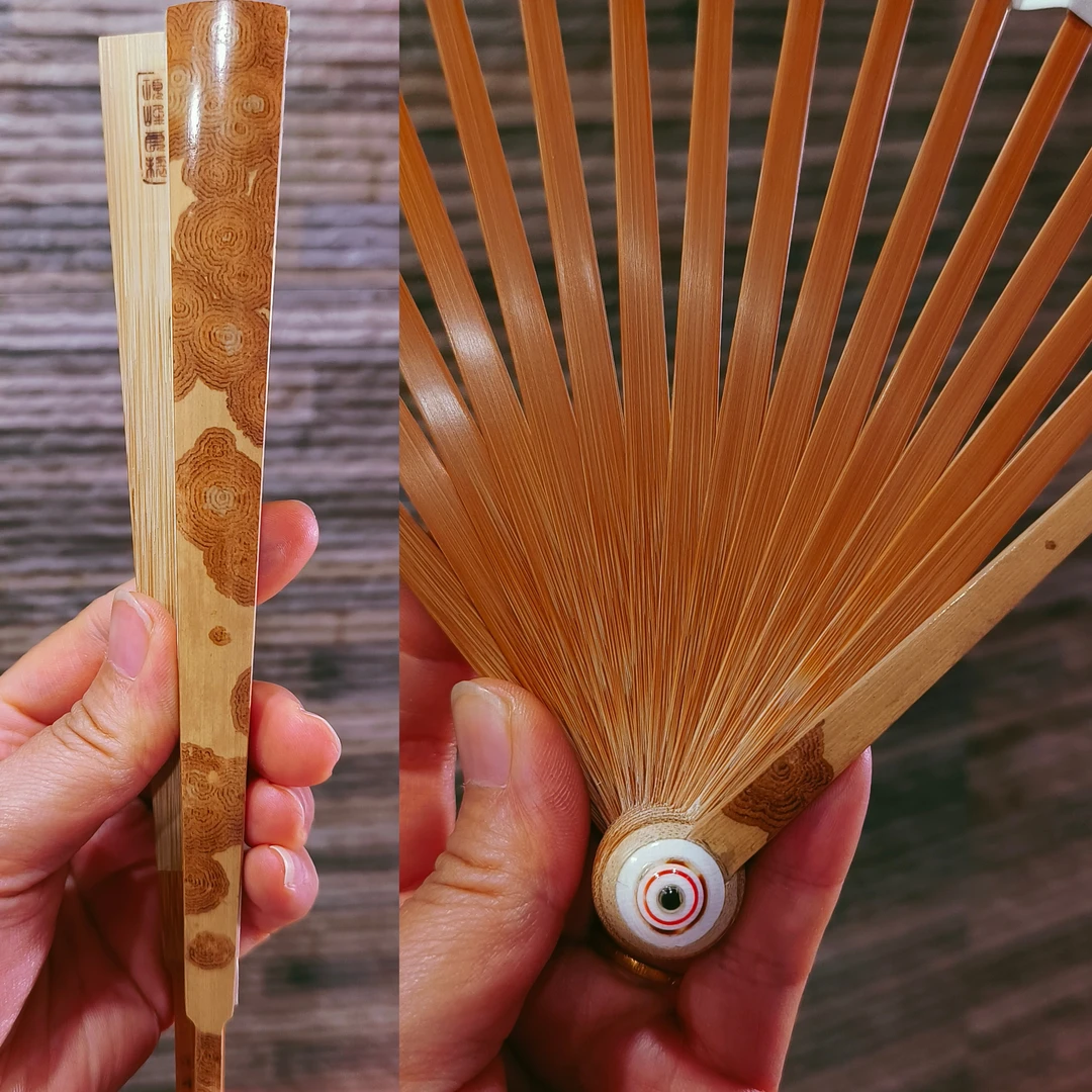 重器 非遗大师项峰良手工制老料云南湘妃竹折扇大花绿春95寸扇子