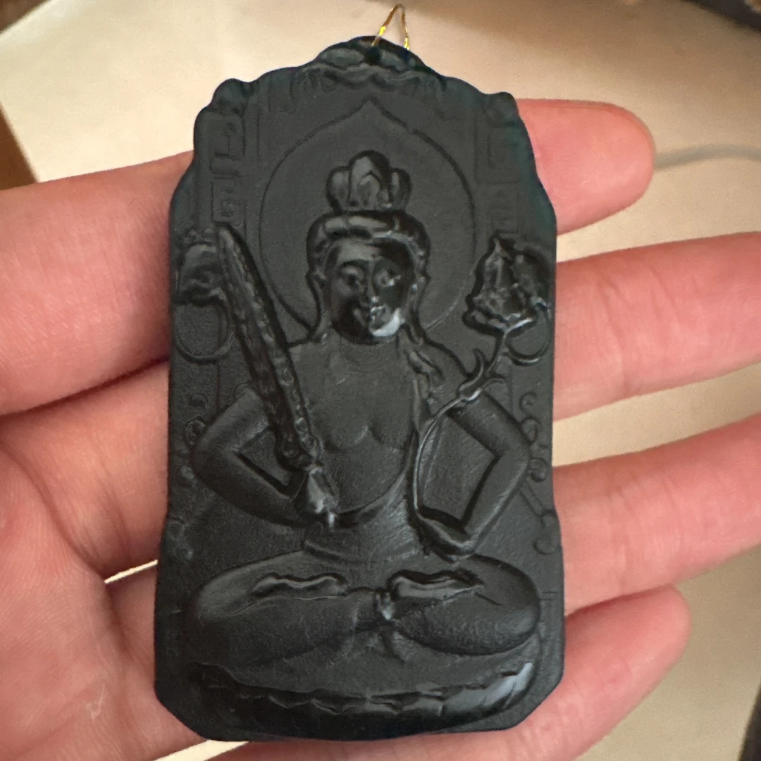 天然缅料A货 十级黑虚空藏挂件1291