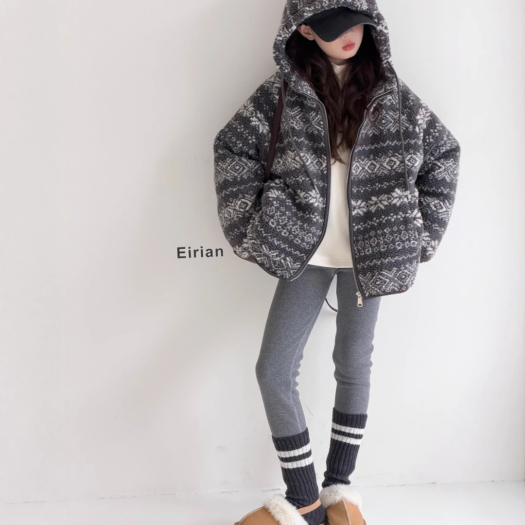 高级感连帽棉服羊羔毛绒厚外套女童冬季年新款流行爆款休闲摇粒绒