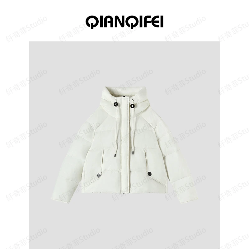 2025冬季泡芙款90白鹅绒服百搭休闲女装短款羽绒服连帽 TK5165